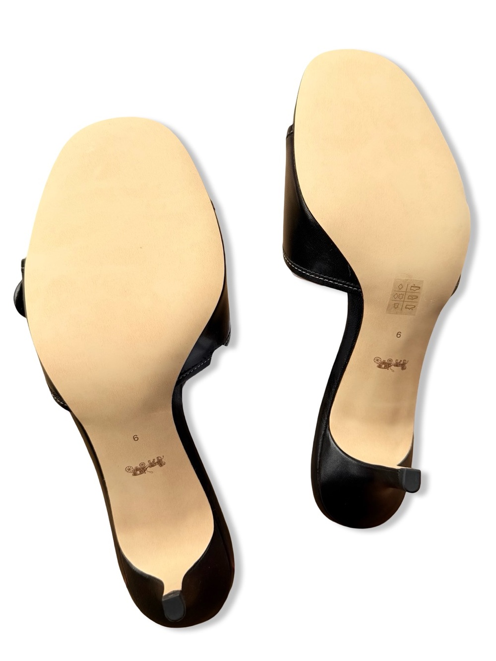 Coach Margot Leather Sandals Black kitten heels mules Revolve 9 - Picture 9 of 11